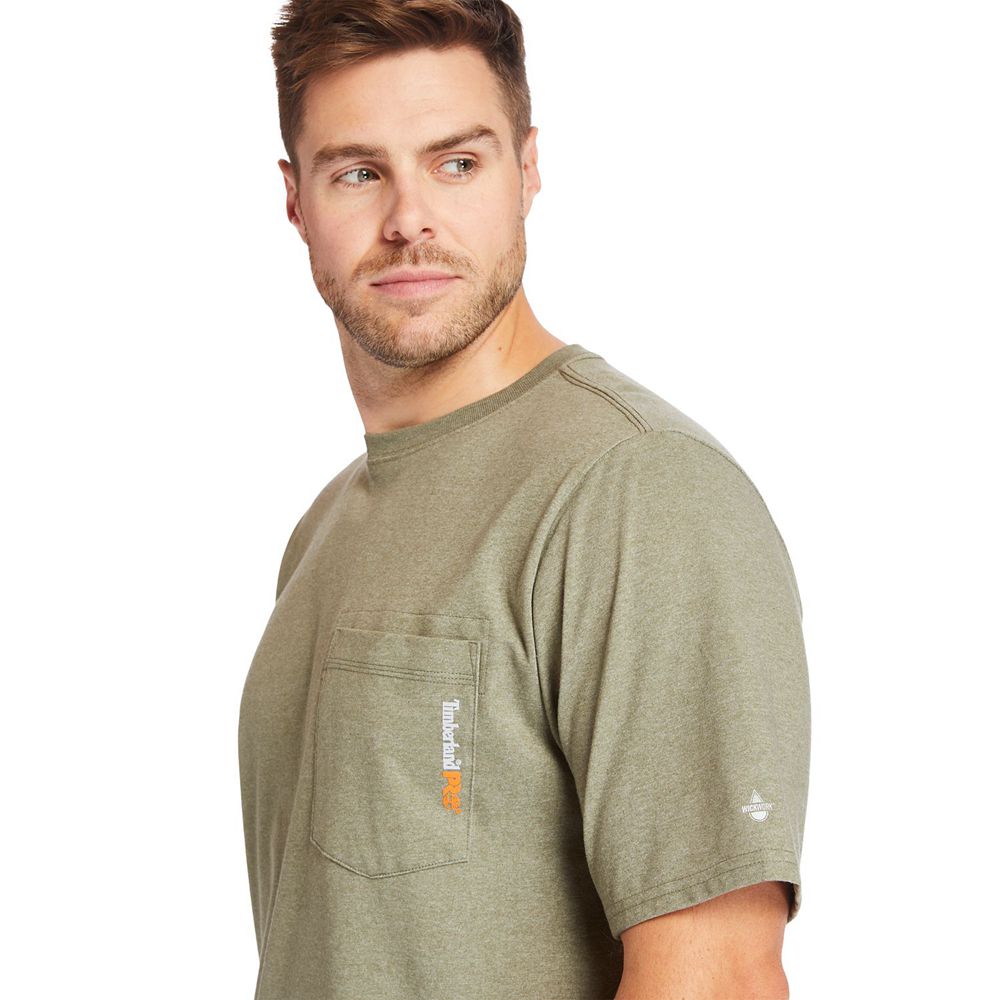 Camisetas Timberland Argentina Hombre - Pro® Big & Tall Base Plate Short-Sleeve - Verde Oliva - ZNUF